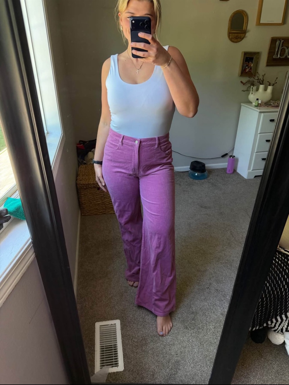 Pink Ann Taylor Corduroy Wide Leg Jeans